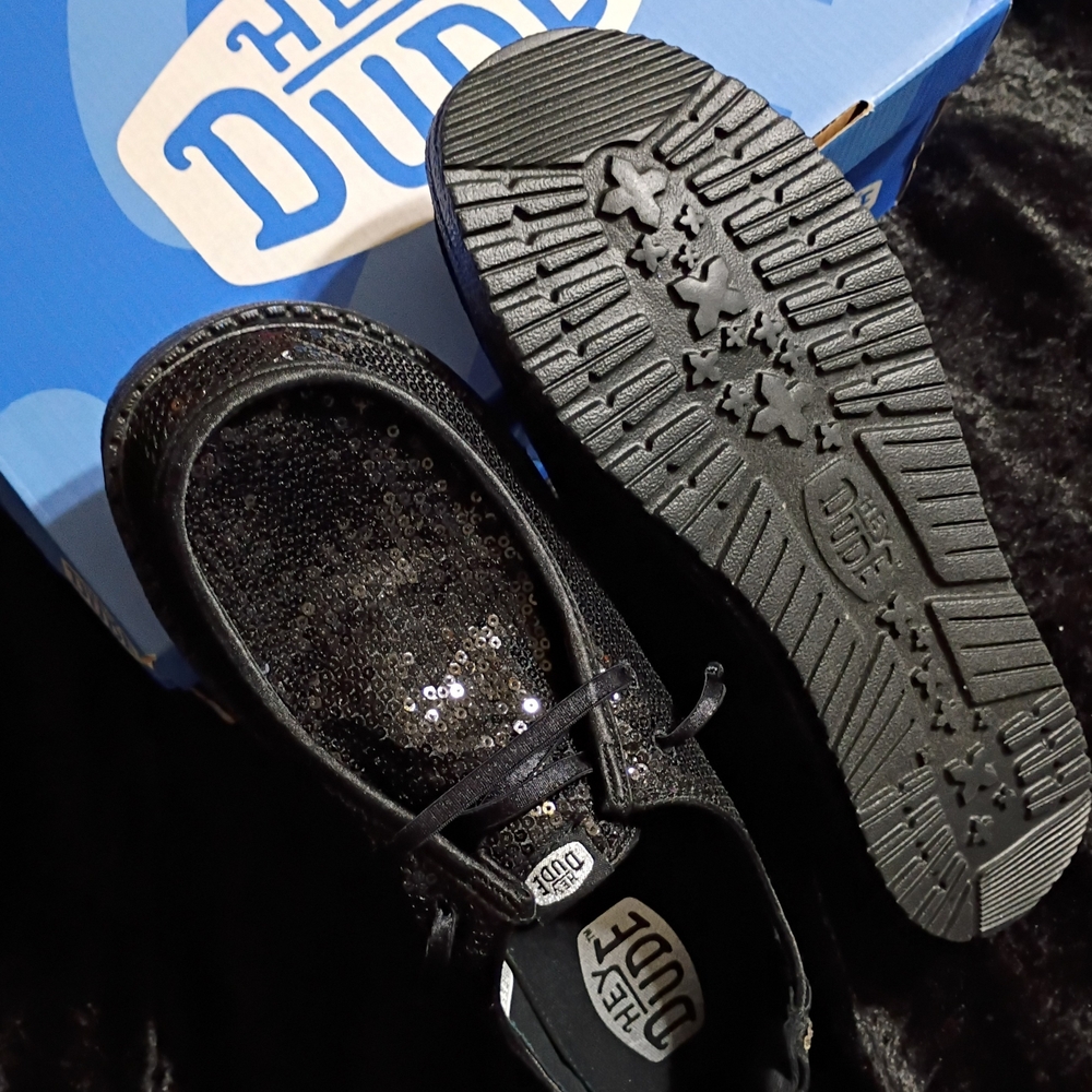 Hey Dude Black Sequin Shoes